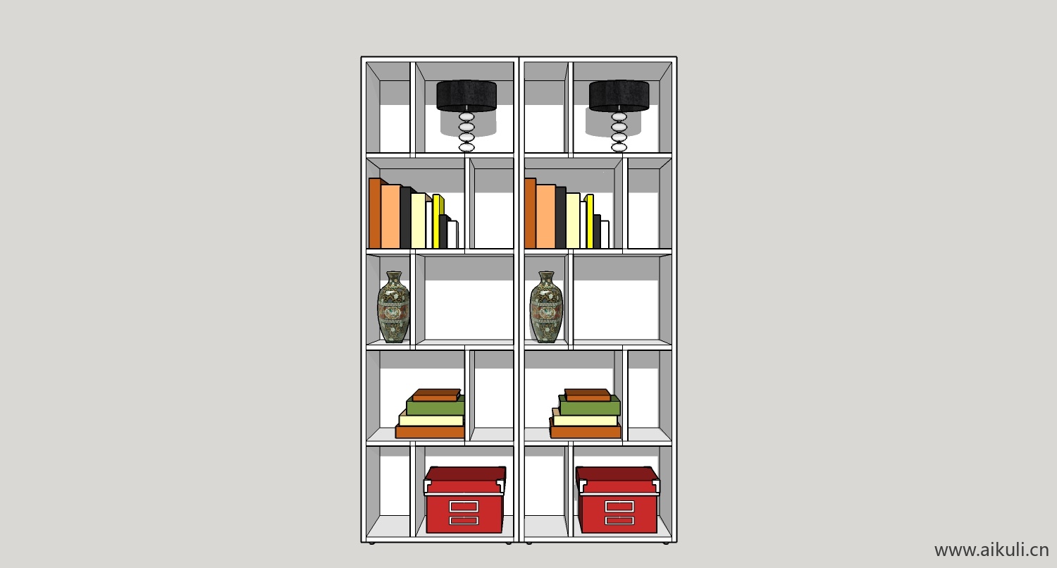 墙柜 书架 异形书柜BookshelfCN SU素材