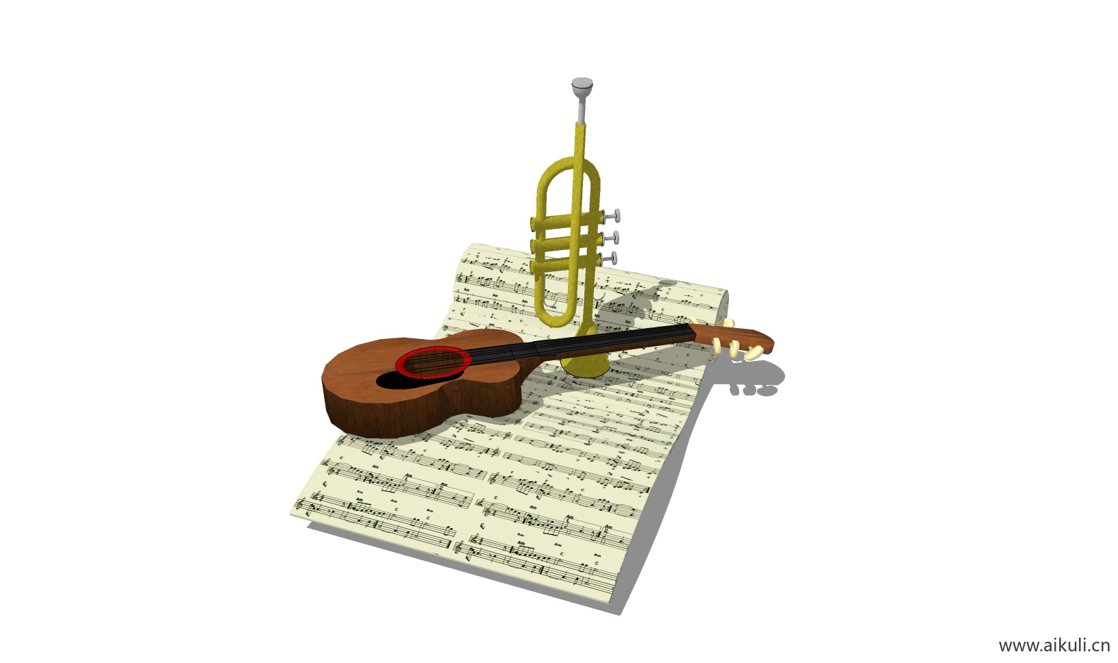 现代 唢呐 吉他 电子钢琴 手鼓 古代乐器BT-SU免费模型