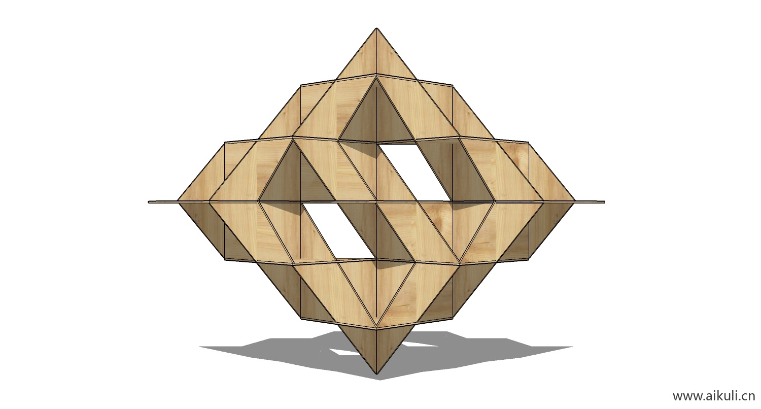 墙柜 书架 异形书柜BookshelfBZ SU素材