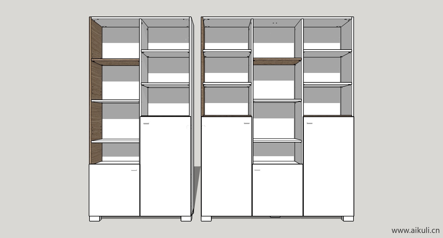 墙柜 书架 异形书柜BookshelfCK SU素材