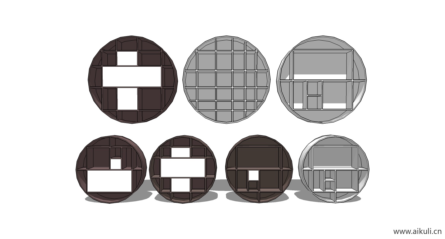 墙柜 书架 异形书柜BookshelfY SU素材