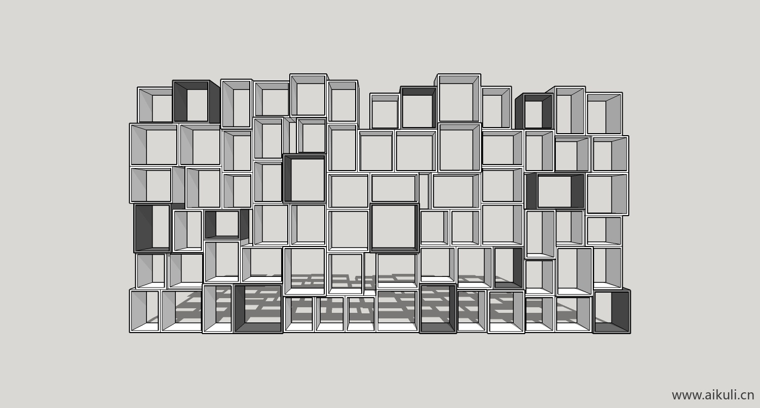 su模型墙柜 书架 异形书柜bookcaser su素材