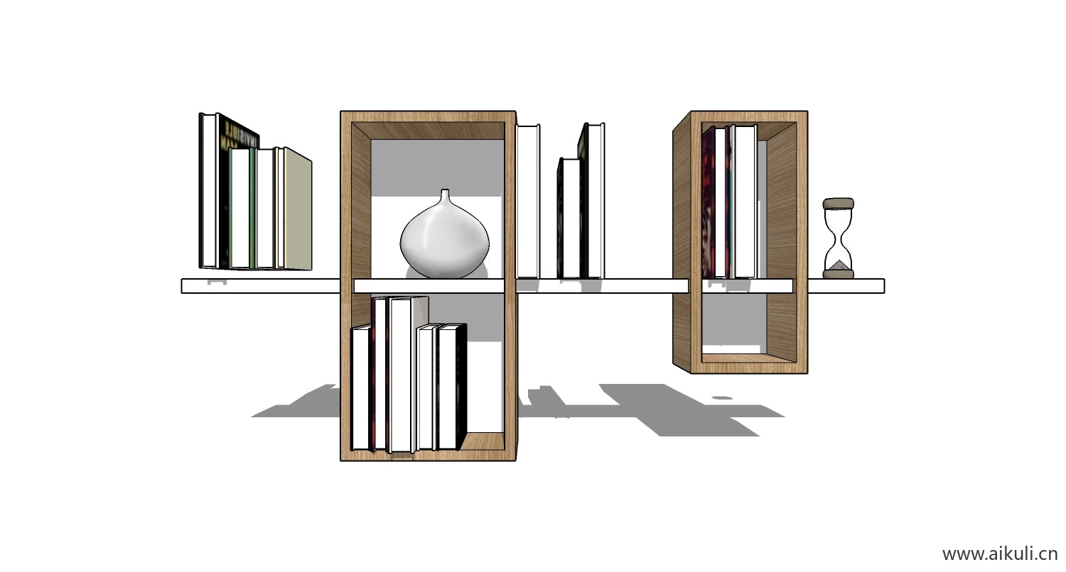 墙柜 书架 异形书柜BookshelfBJ SU素材