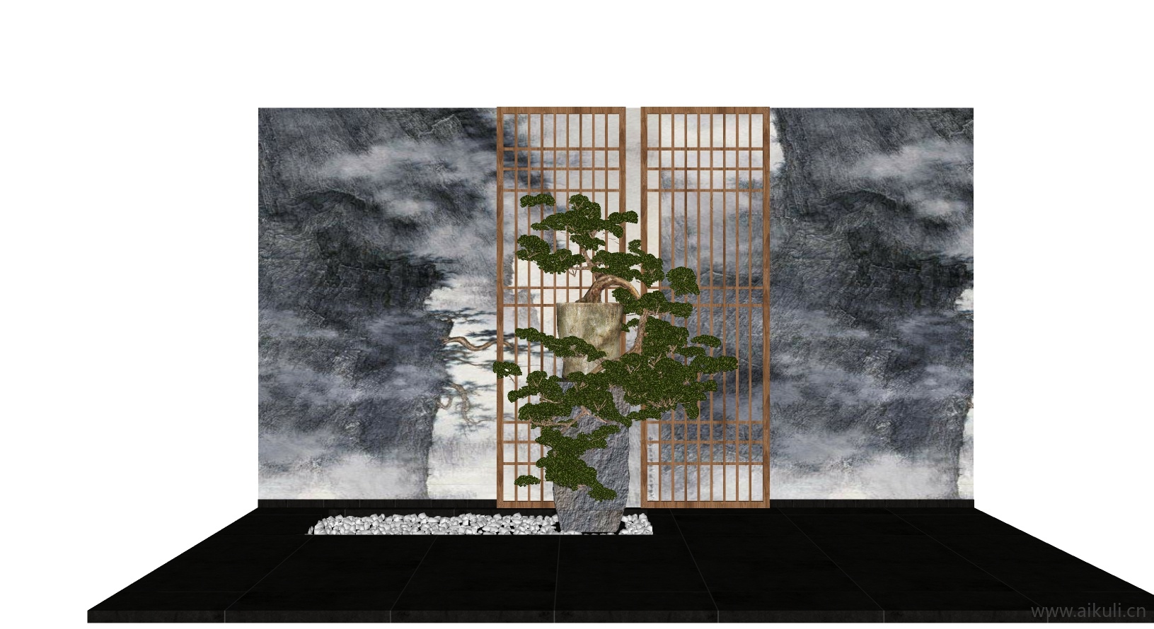 罗汉松中国风盘景 (7SU模型