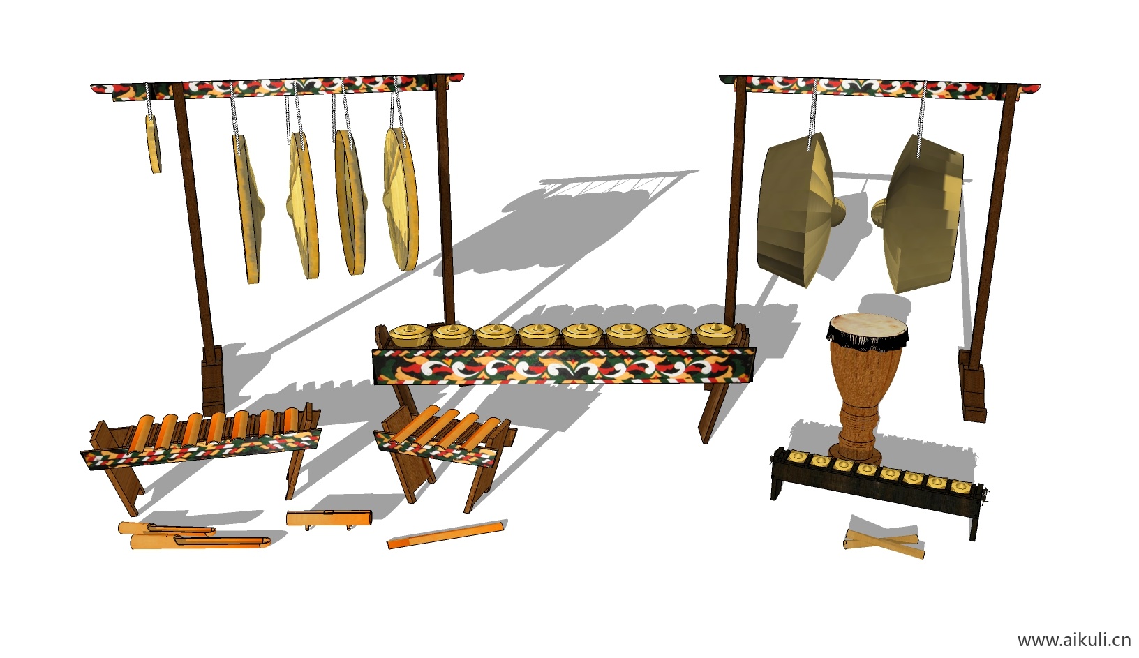 现代 唢呐 吉他 电子钢琴 手鼓 古代乐器P-SU免费模型