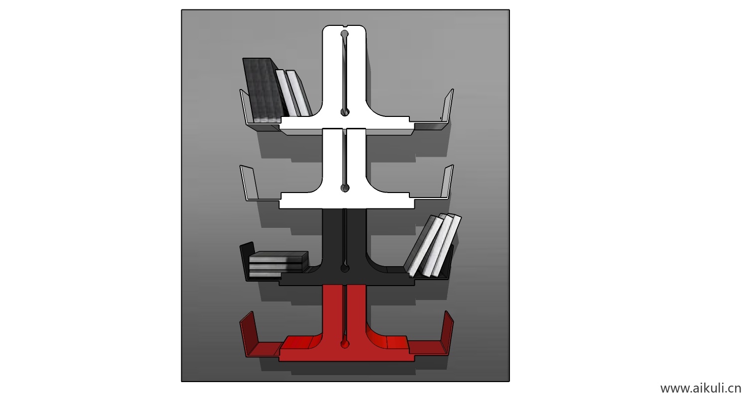 墙柜 书架 异形书柜BookshelfBH SU素材