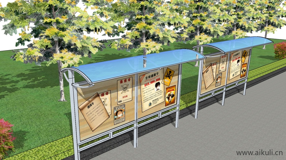 中式宣传栏 校园文化宣传栏Bulletin boardGSU模型