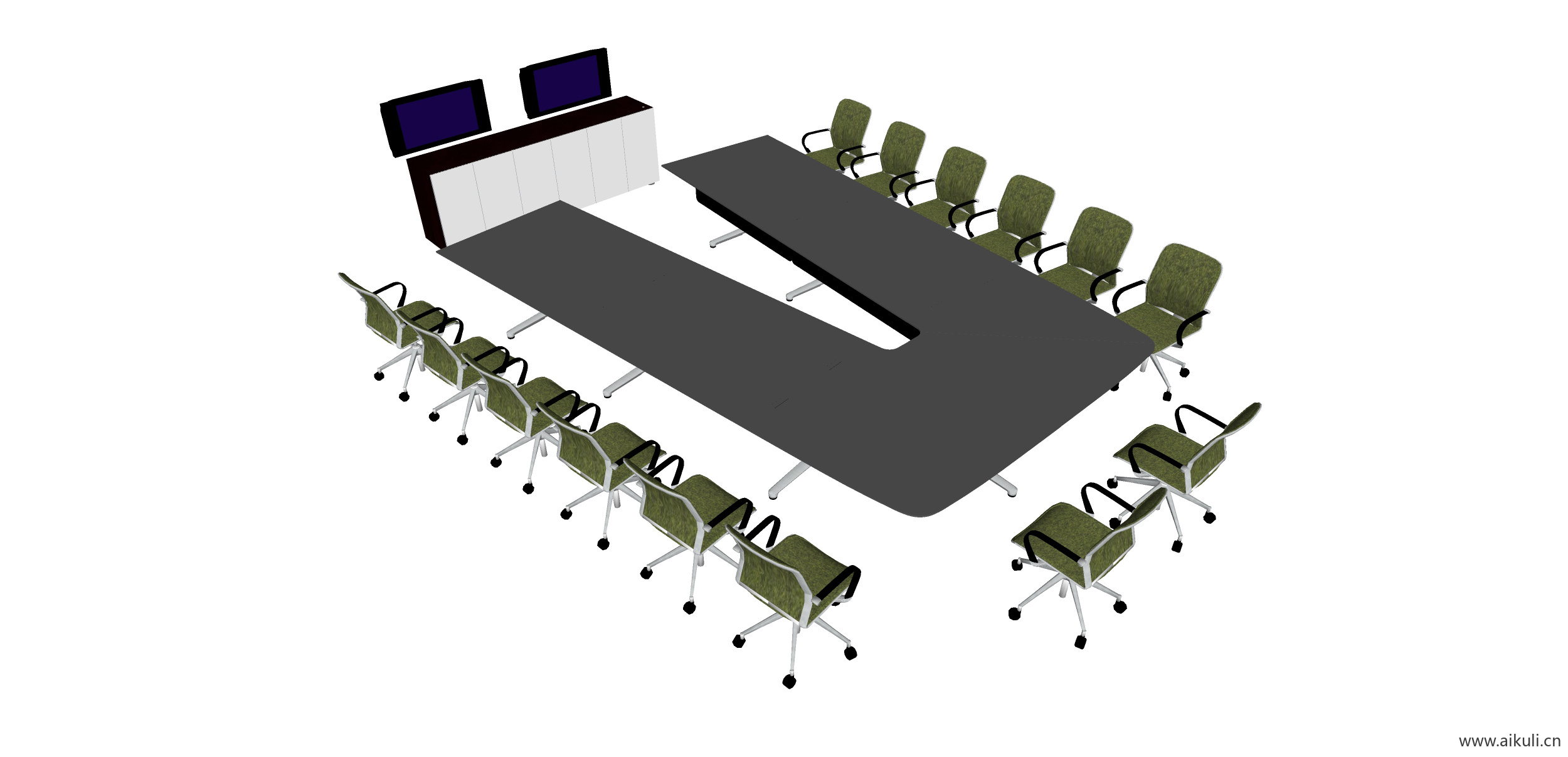 现代工装会议桌椅 实木桌椅V-SU模型