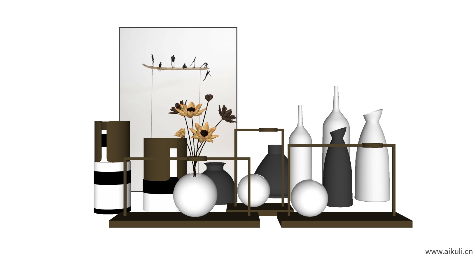 新中式饰品 室内摆件装饰元素H-SU模型