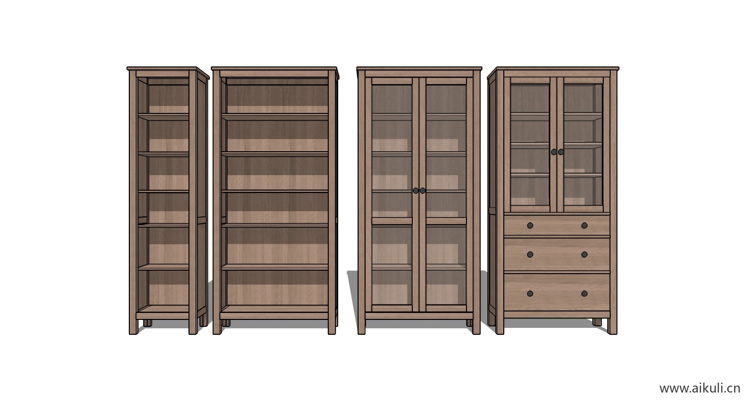 现代墙柜 书架 异形书柜bookcasebm su模型