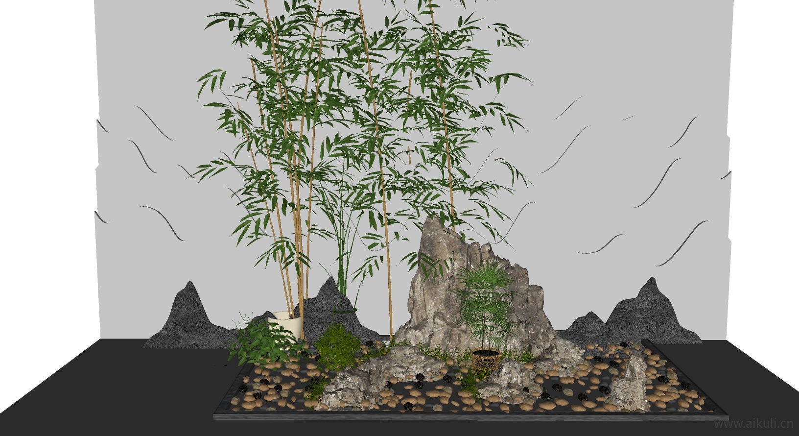 新中式园艺小品 景观小品 装饰小品R-SU模型