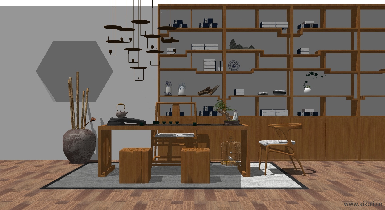 新中式桌椅组合茶室桌椅6