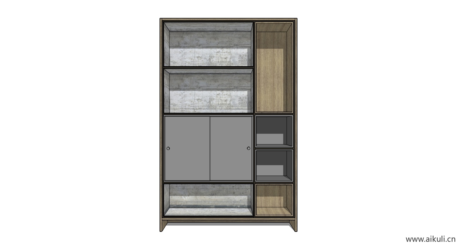 墙柜 书架 异形书柜BookshelfCI SU素材