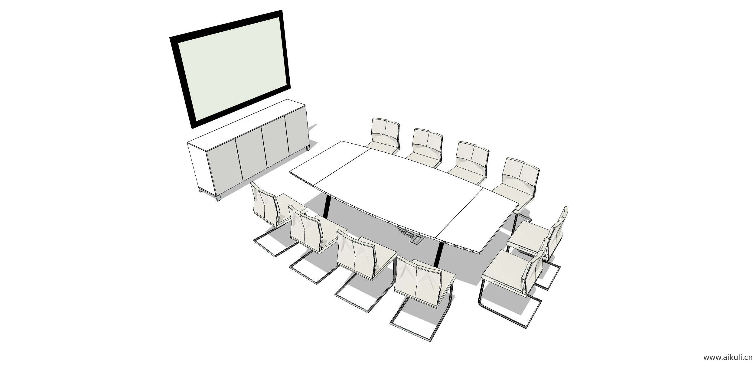 现代工装会议桌椅 实木桌椅P-SU模型