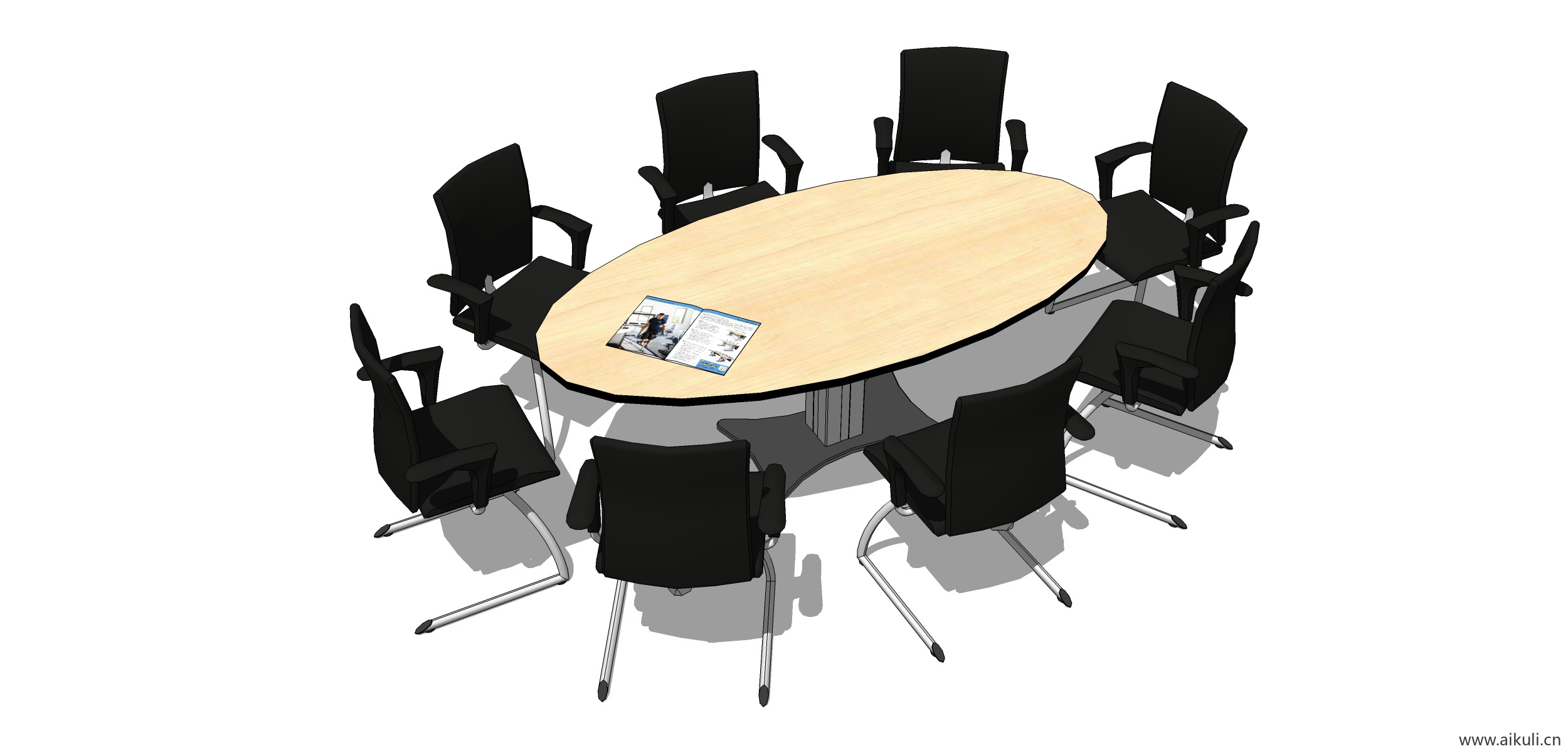 现代工装会议桌椅 实木桌椅E-SU模型