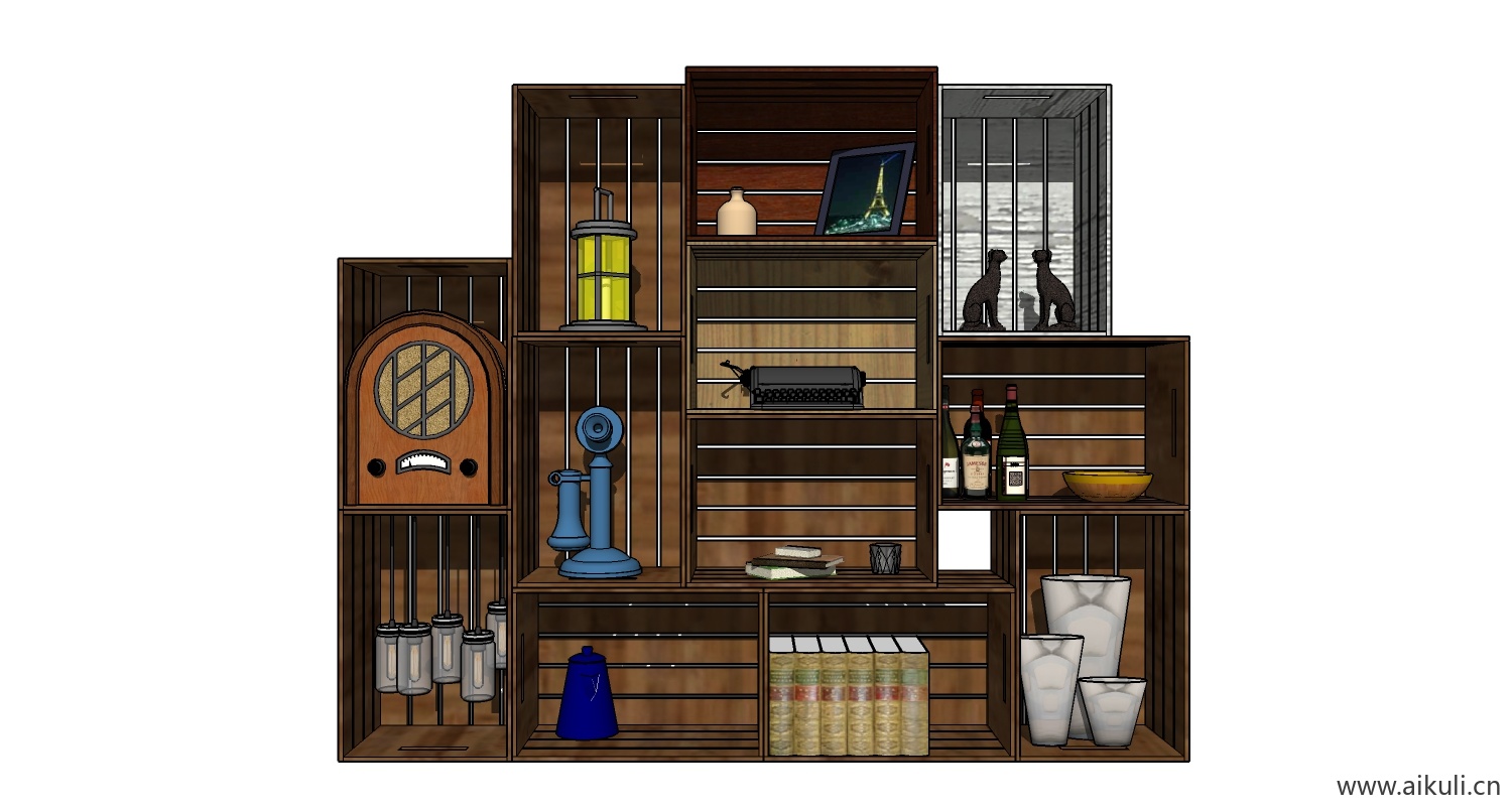 现代墙柜 书架 异形书柜bookcaseba su模型