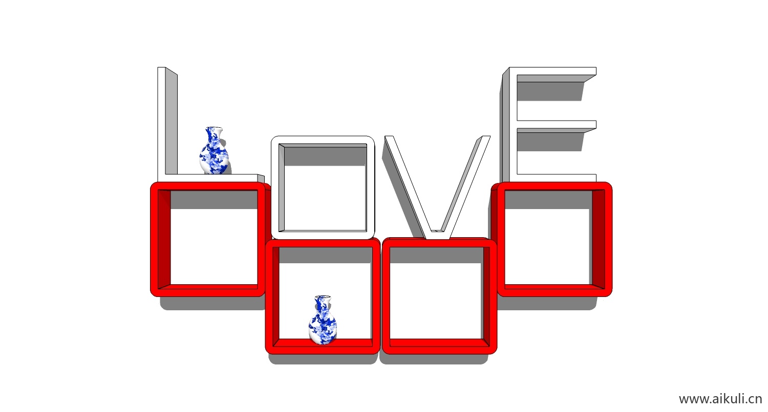 墙柜 书架 异形书柜BookshelfK SU素材