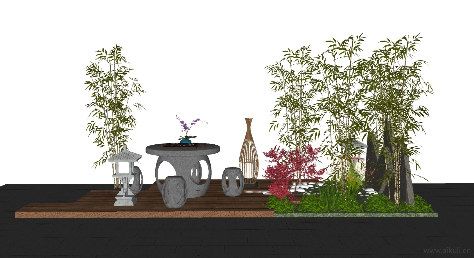 新中式园艺小品 景观小品 装饰小品H-SU模型