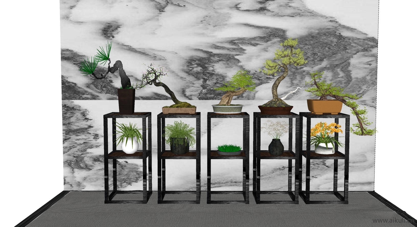 罗汉松中国风盘景 (4SU模型