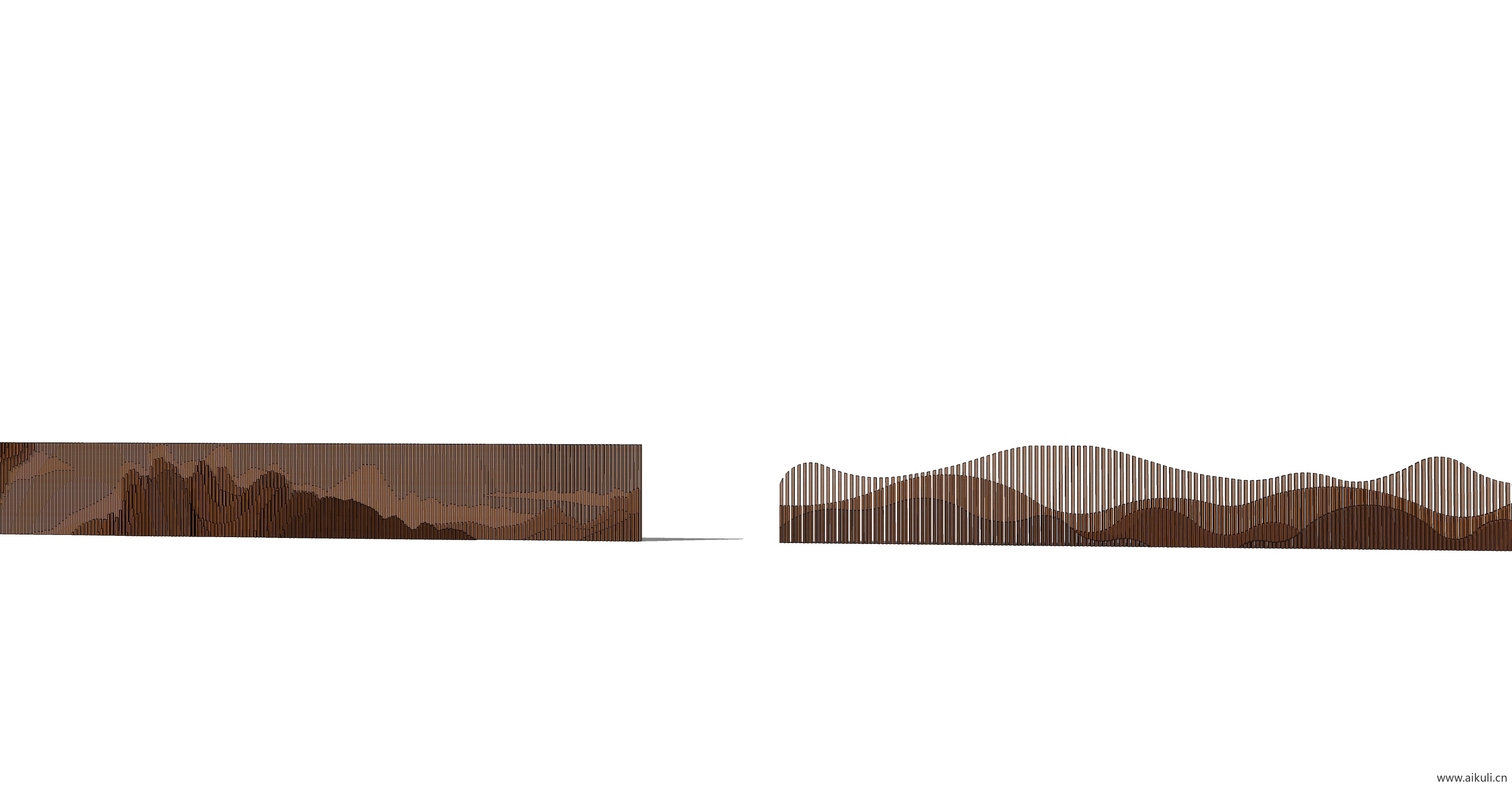 新中式禅意山水景墙U-SU模型 屏风