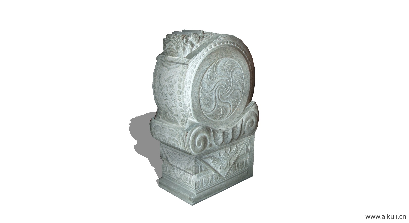 中式抱鼓石 门口装饰石头BSU模型