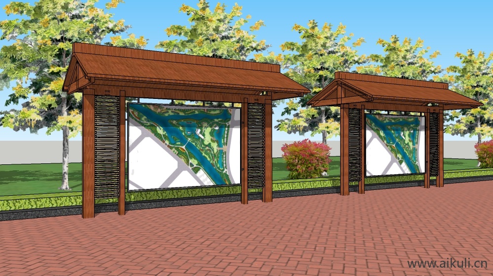 中式宣传栏 校园文化宣传栏Bulletin boardBSU模型