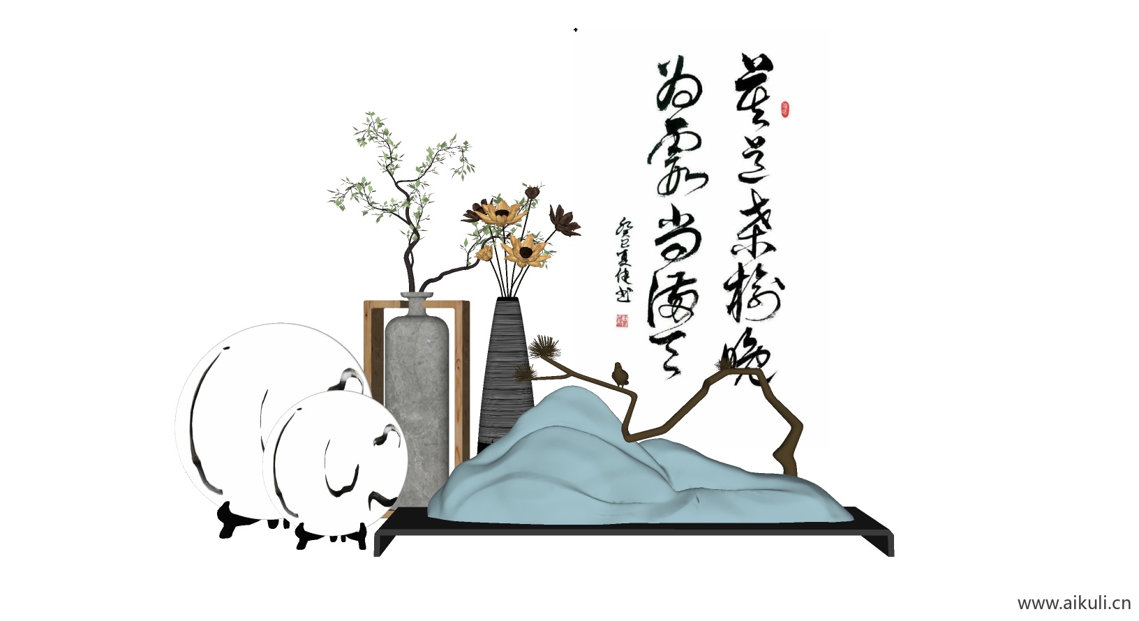 新中式饰品 室内摆件装饰元素G-SU模型