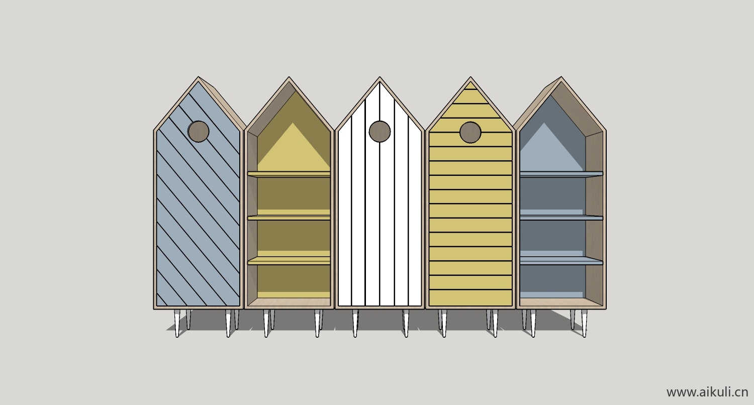 现代墙柜 书架 异形书柜bookcasebn su模型