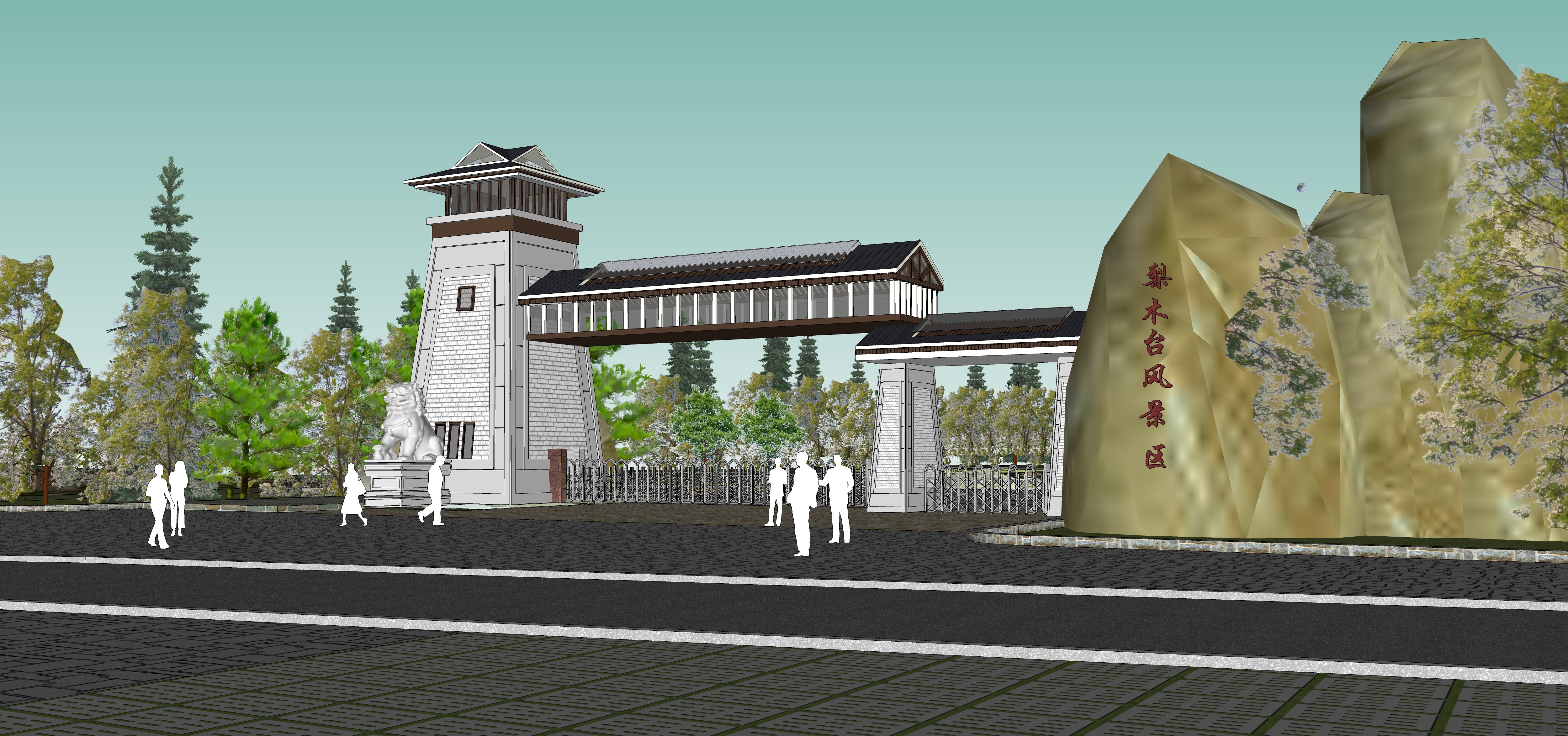 新中式大门 (入口)