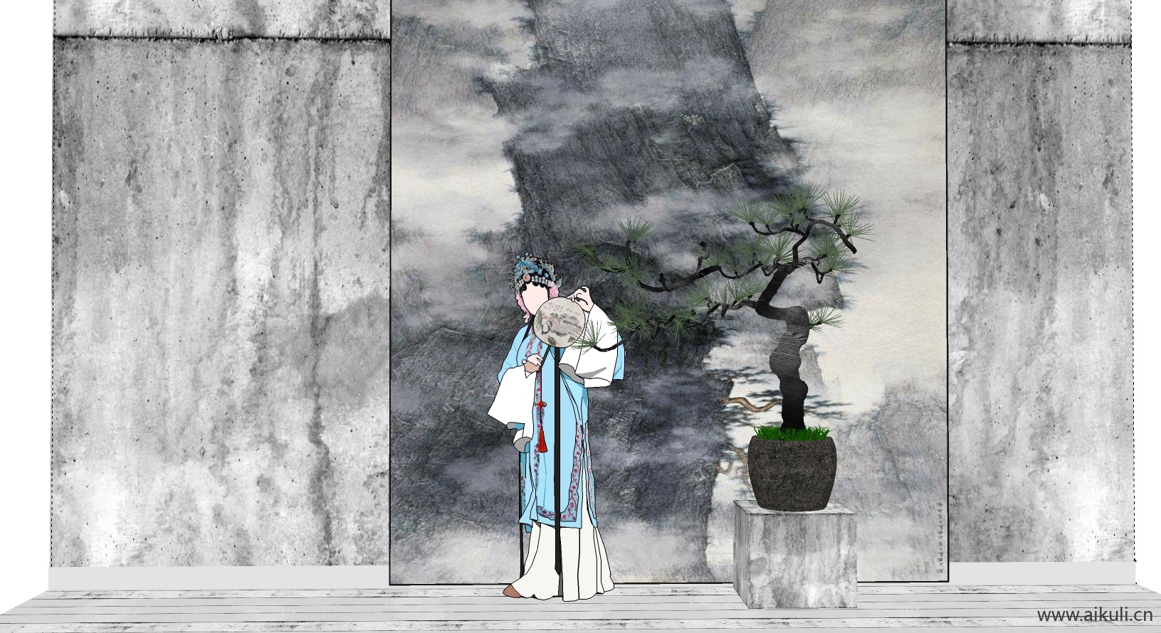 罗汉松中国风盘景 (3SU模型