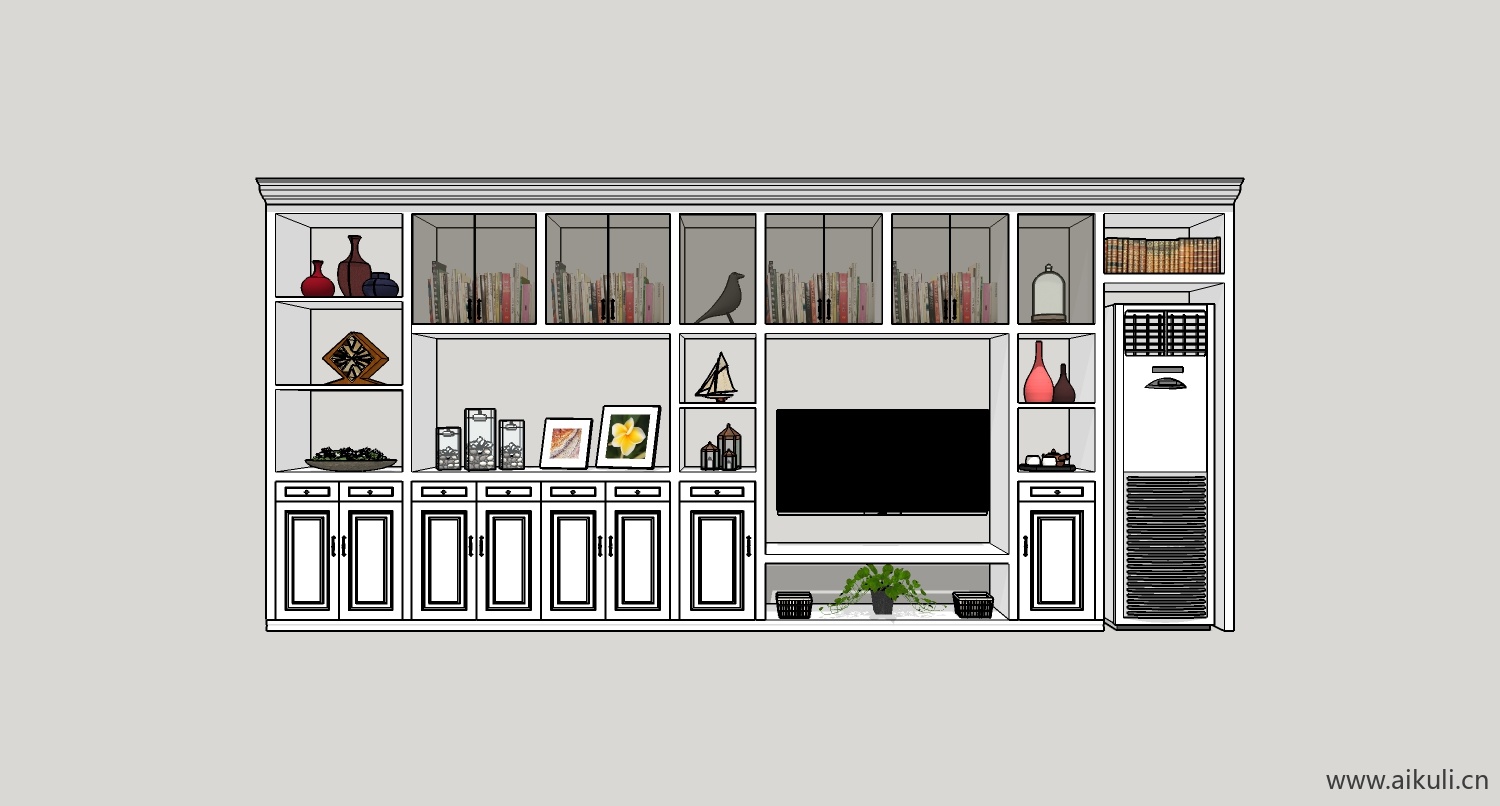 现代墙柜 书架 异形书柜bookcasebi su模型