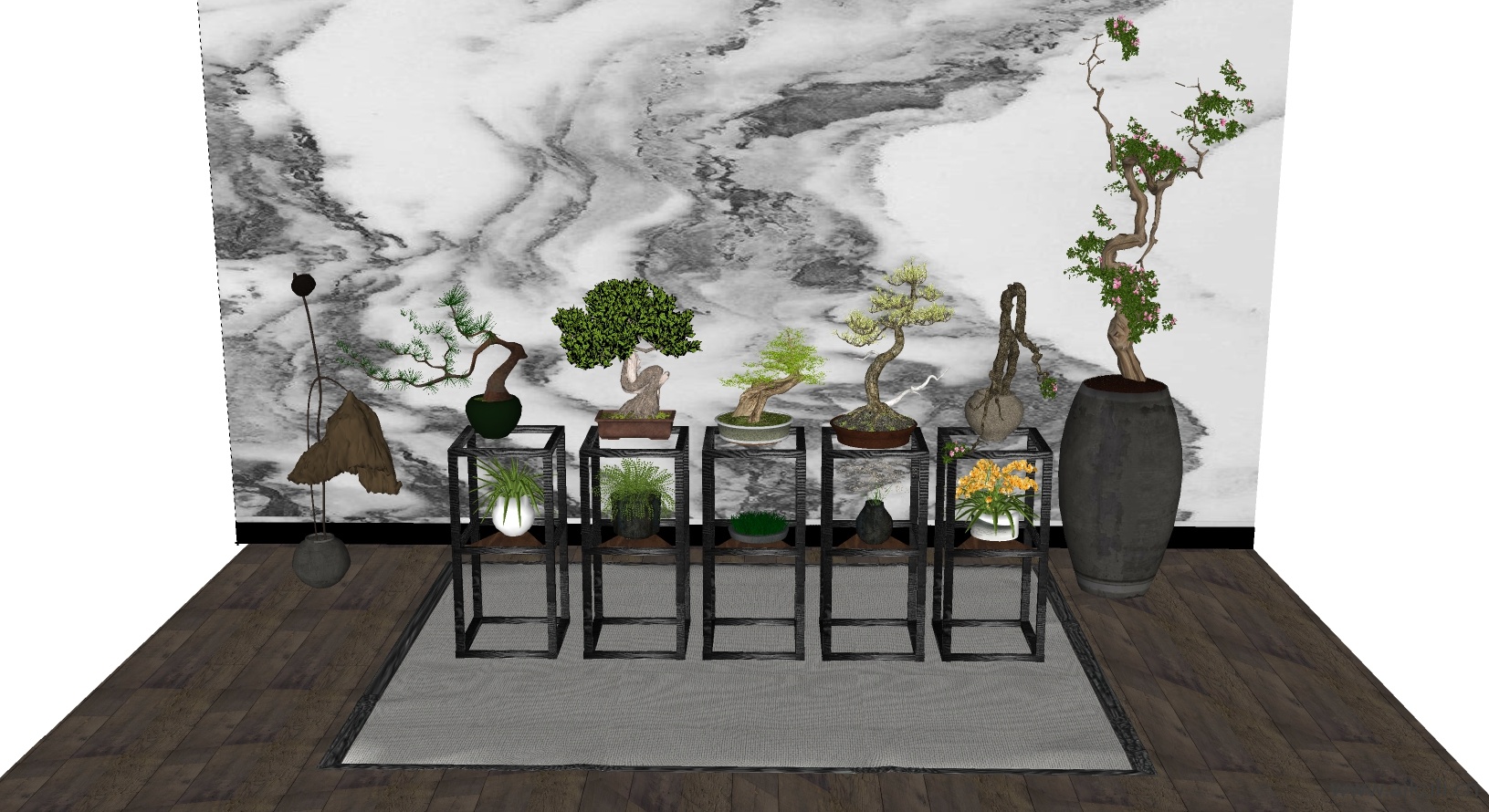 罗汉松中国风盘景 (6SU模型