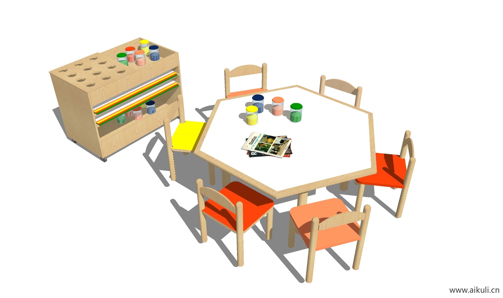 现代儿童卡通桌椅 幼儿园桌椅设施BT-SU模型