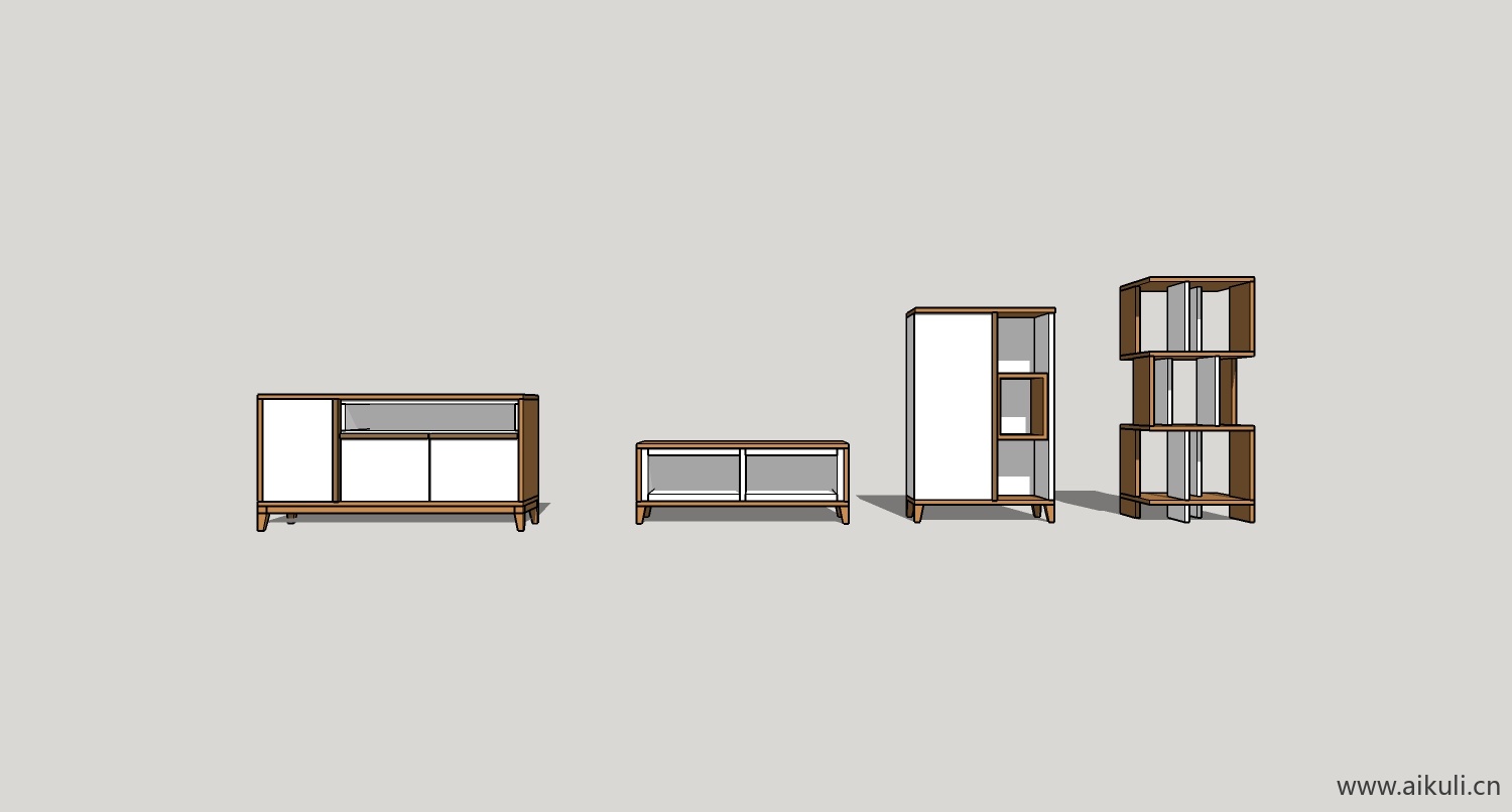 现代墙柜 书架 异形书柜bookcasebt su模型