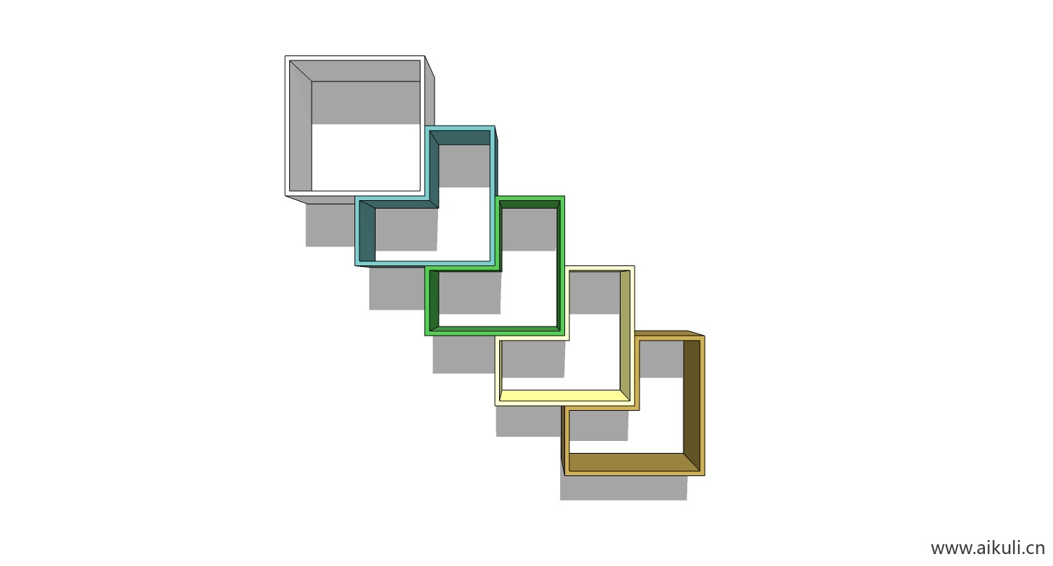 墙柜 书架 异形书柜BookshelfJ SU素材