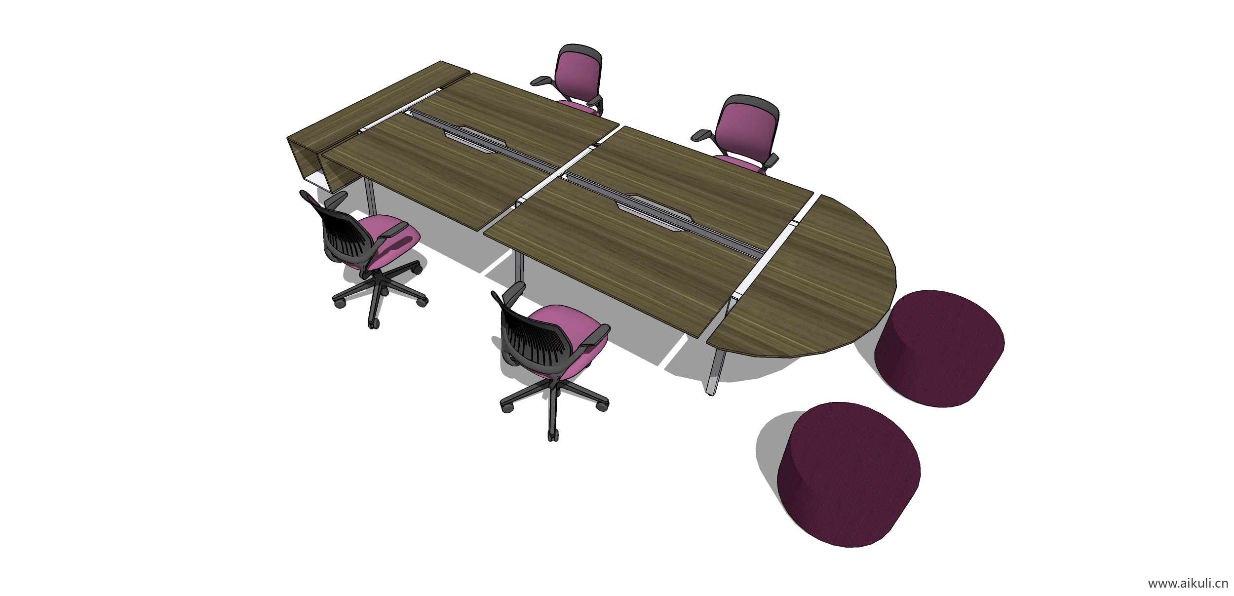 现代工装会议桌椅 实木桌椅W-SU模型