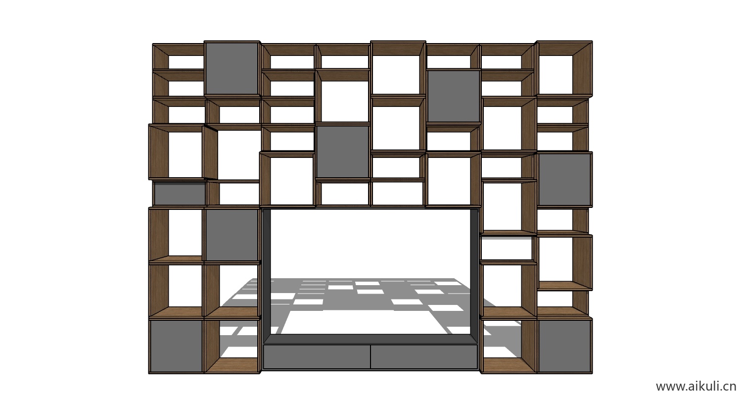 现代墙柜 书架 异形书柜bookcasebr su模型
