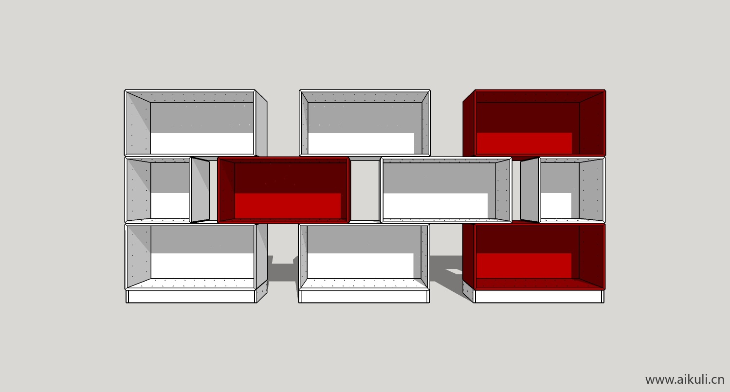 现代墙柜 书架 异形书柜bookcasebw su模型