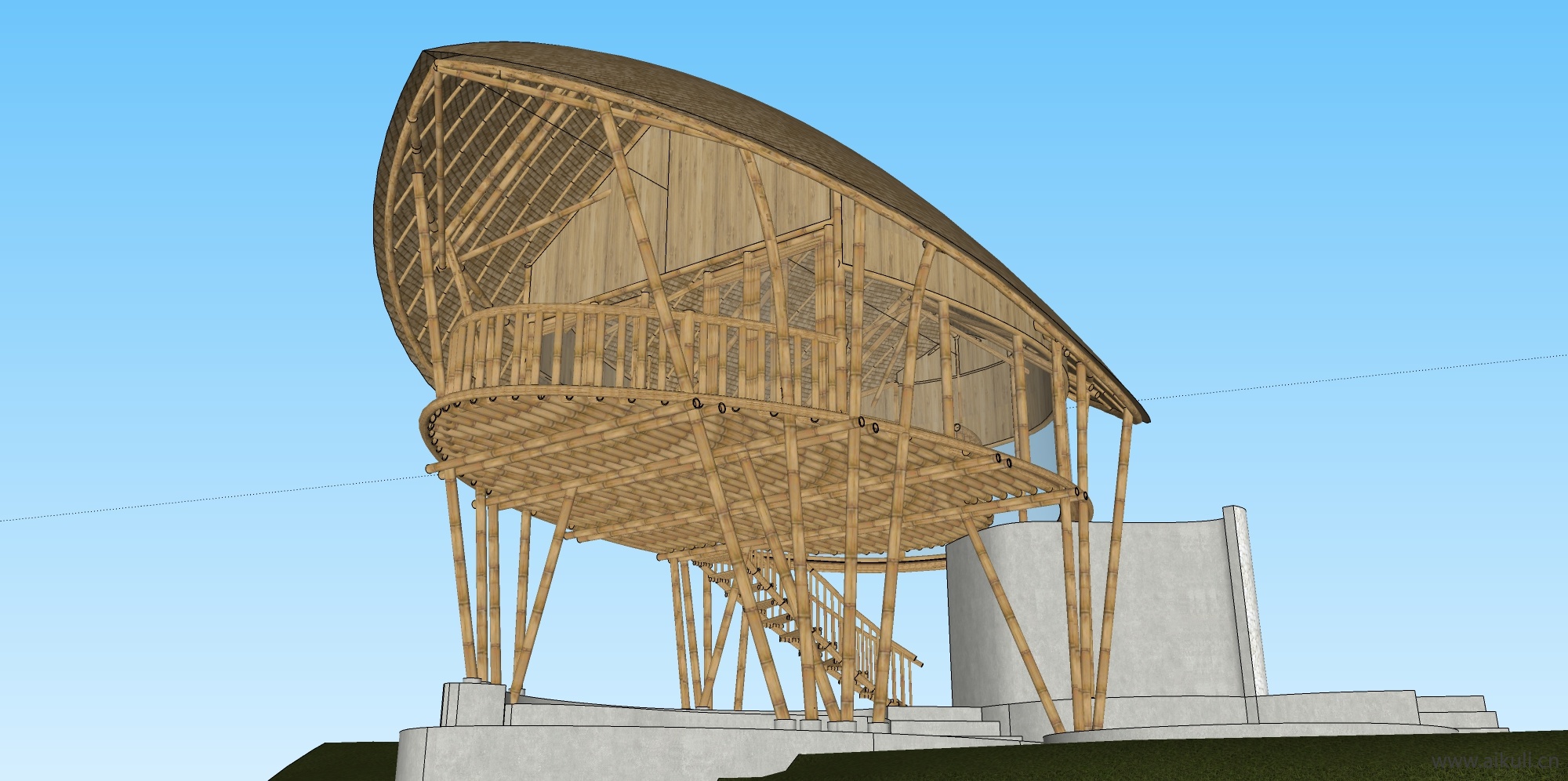 竹建筑，竹结构__建筑_竹结构廊架