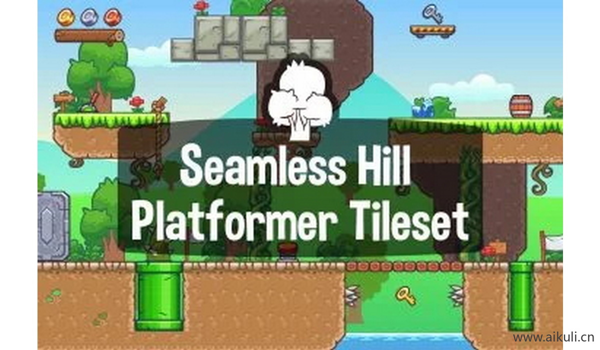 像素类游戏地图28-素材2D横版冒险关卡场景PNG透明UI背景独立制作