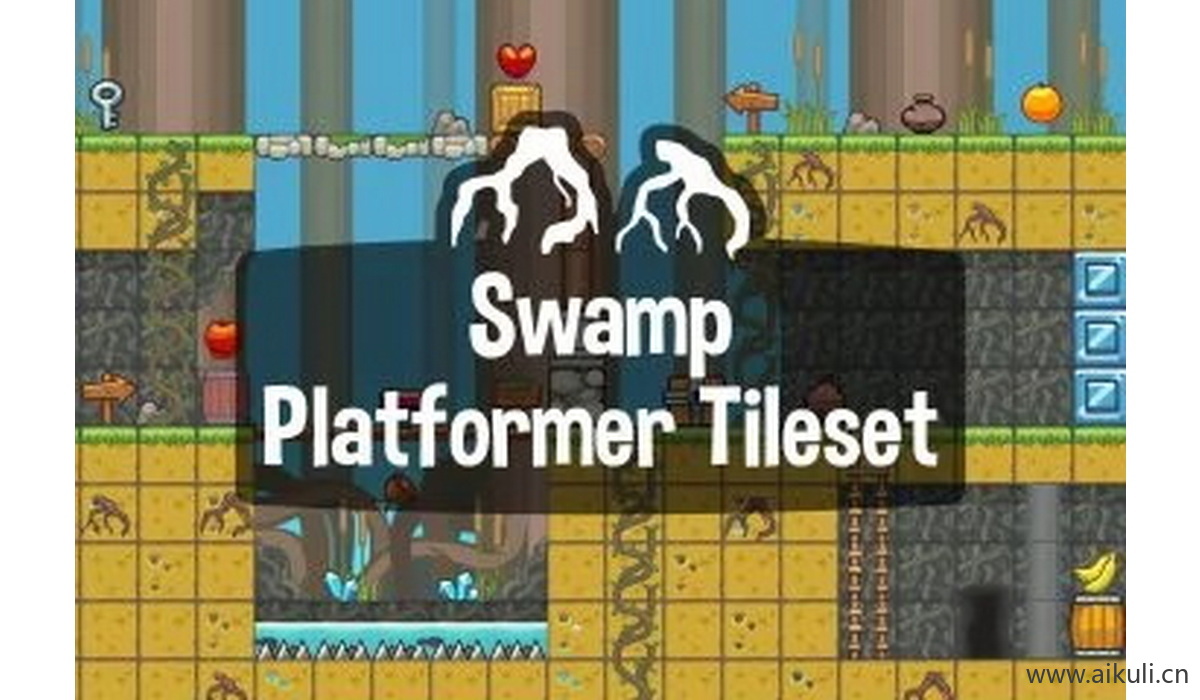 像素类游戏地图20-素材2D横版冒险关卡场景PNG透明UI背景独立制作