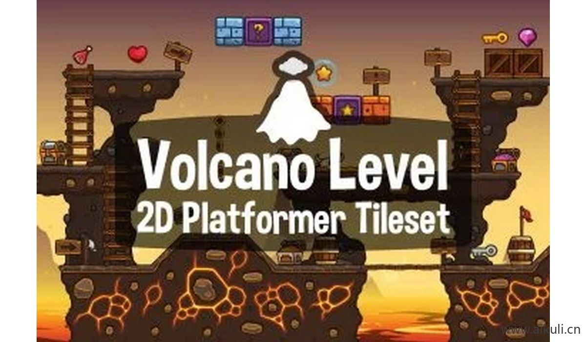 像素类游戏地图45-素材2D横版冒险关卡场景PNG透明UI背景独立制作