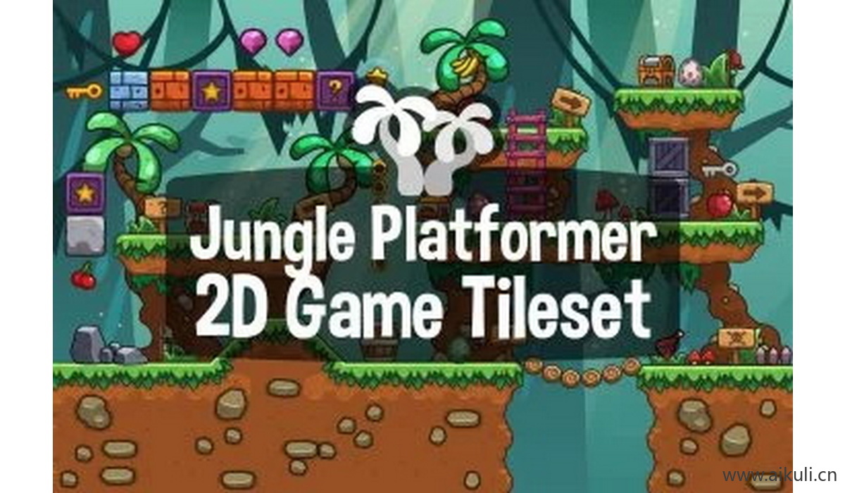 像素类游戏地图43-素材2D横版冒险关卡场景PNG透明UI背景独立制作