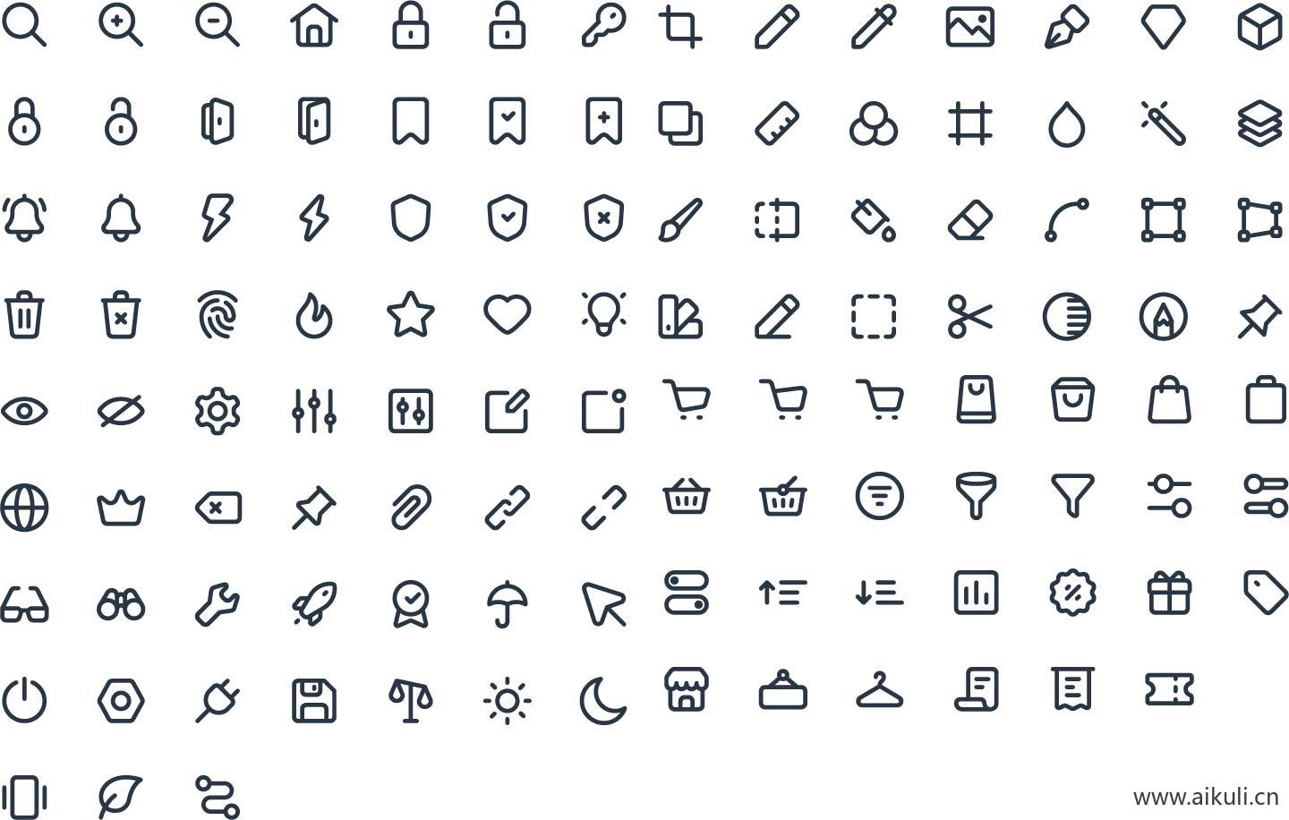 整套ui线性图标app web界面icon矢量可编辑ai