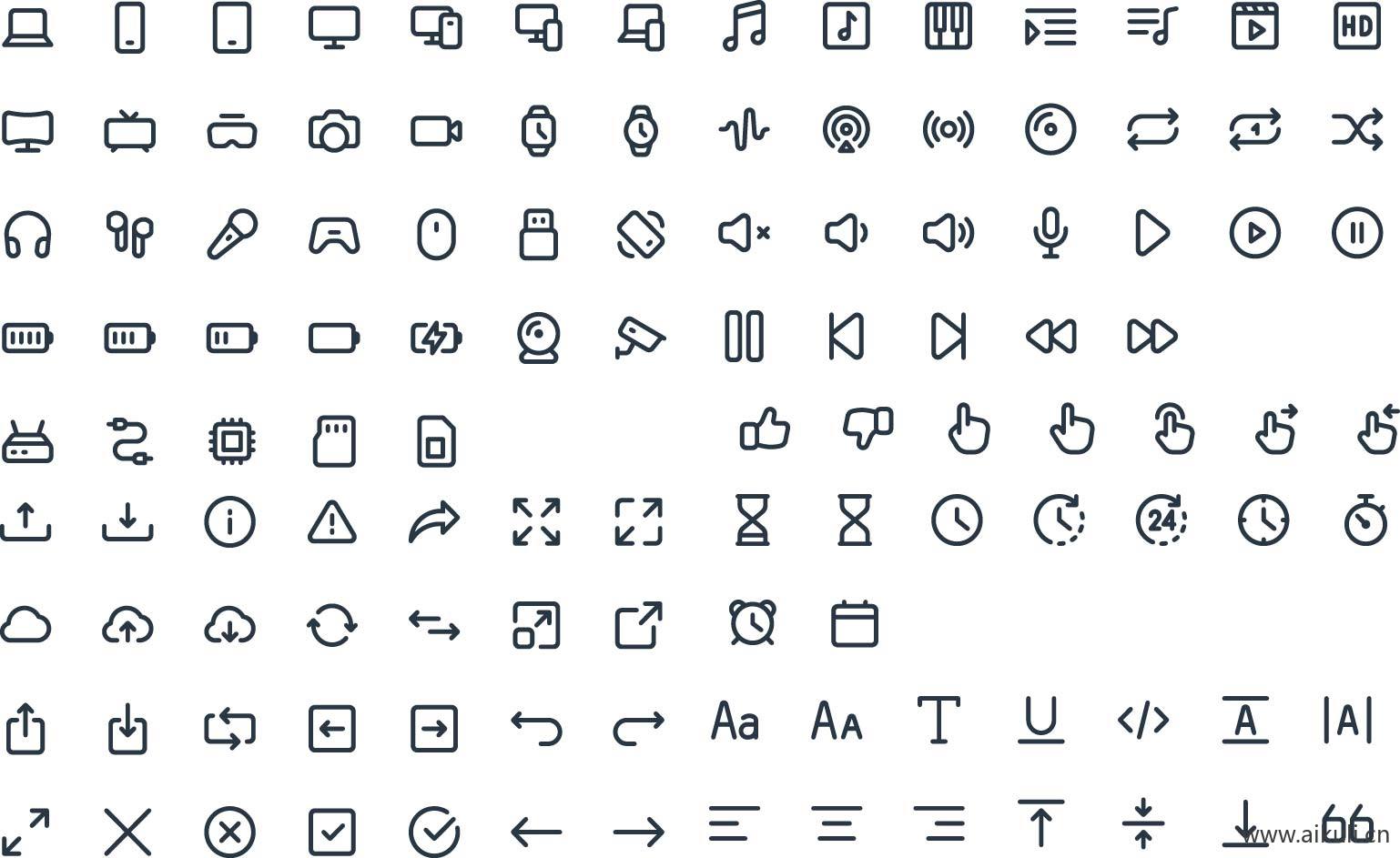 整套ui线性图标app web界面icon矢量可编辑ai设计素材