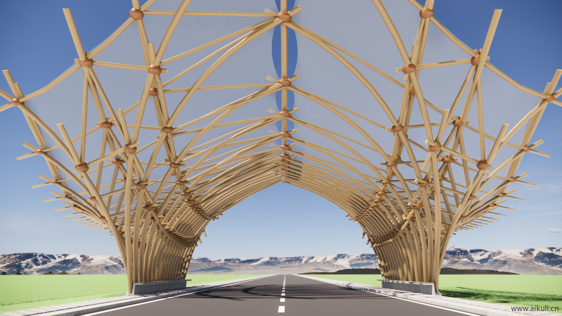 竹结构廊架竹门__建筑