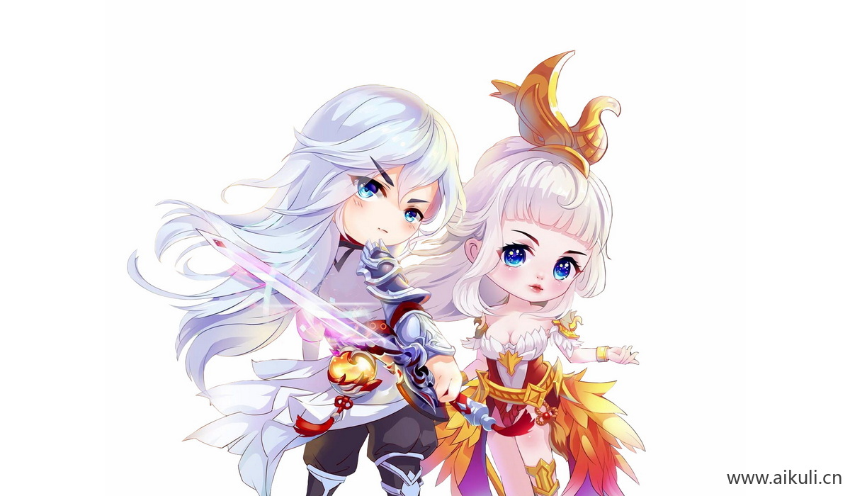 Q版王者荣耀卡通角色人物PNG免抠 李白凤求凰&王昭君凤凰于飞