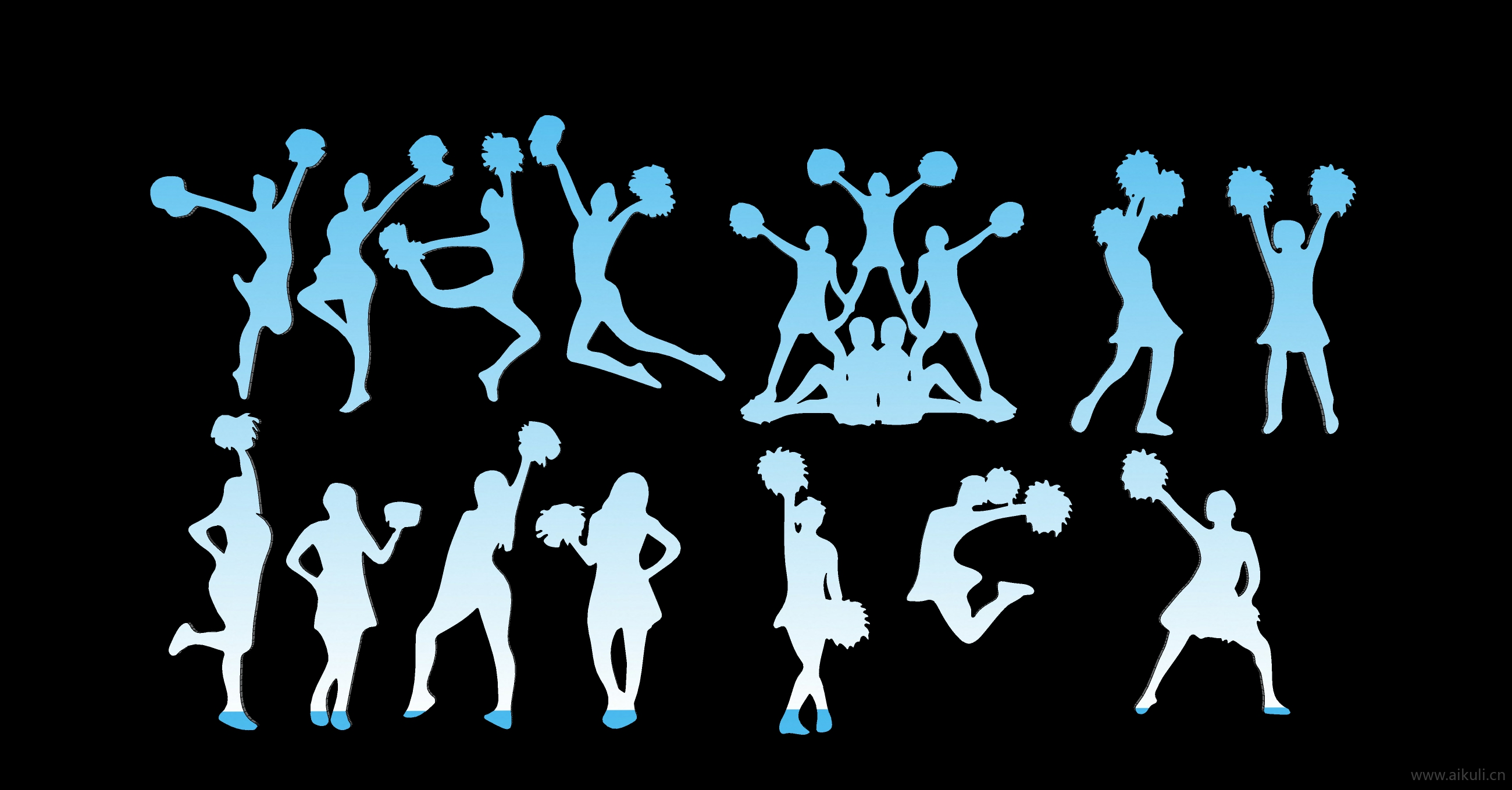 2D人物拉拉队舞者剪影