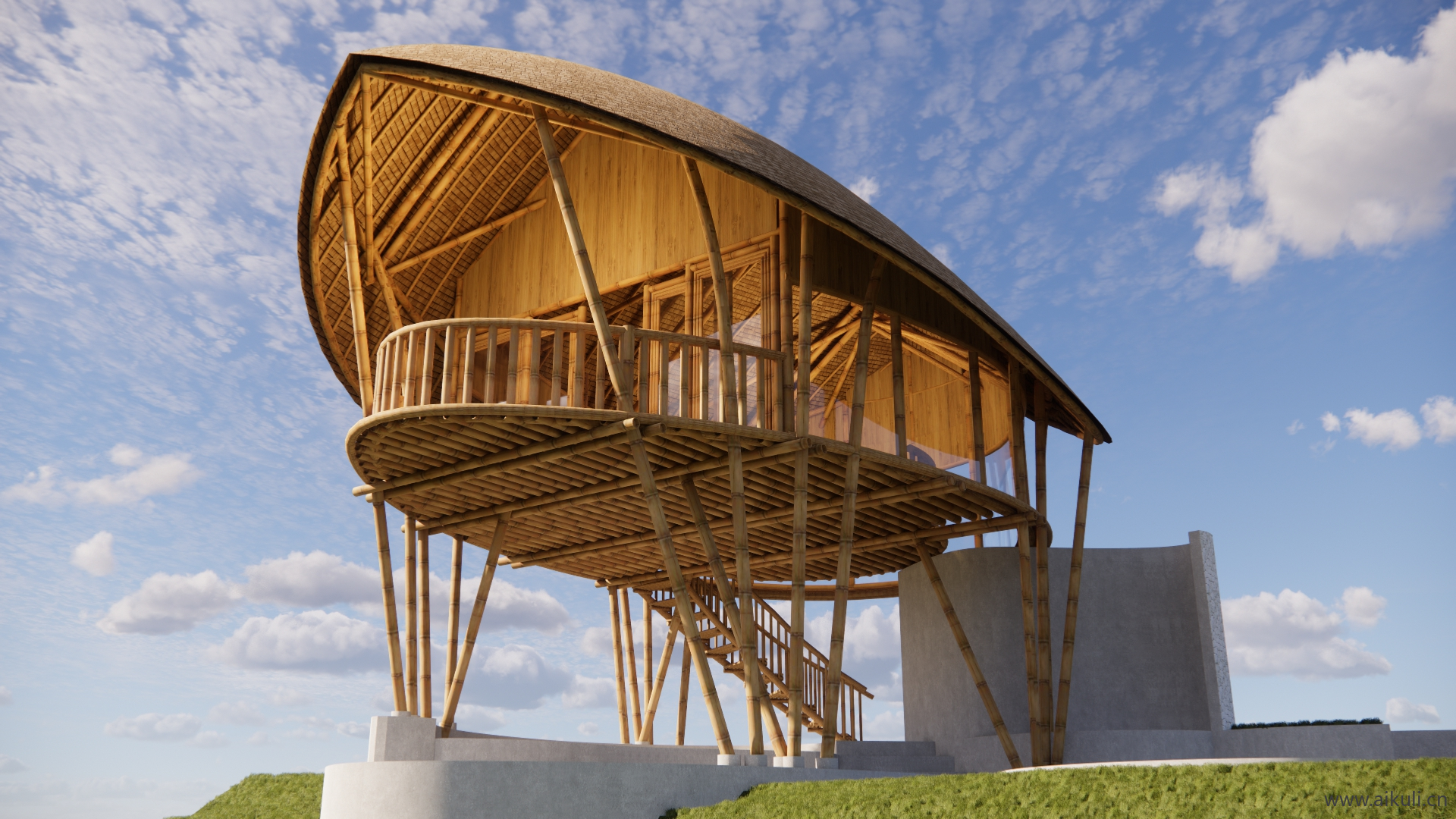 竹建筑，竹结构__建筑_竹结构廊架