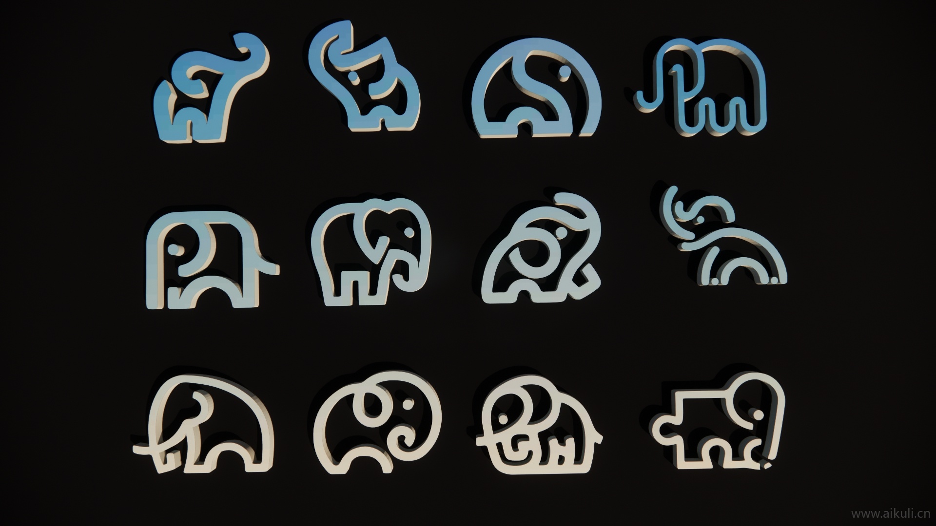 2D卡通动物 大象剪影